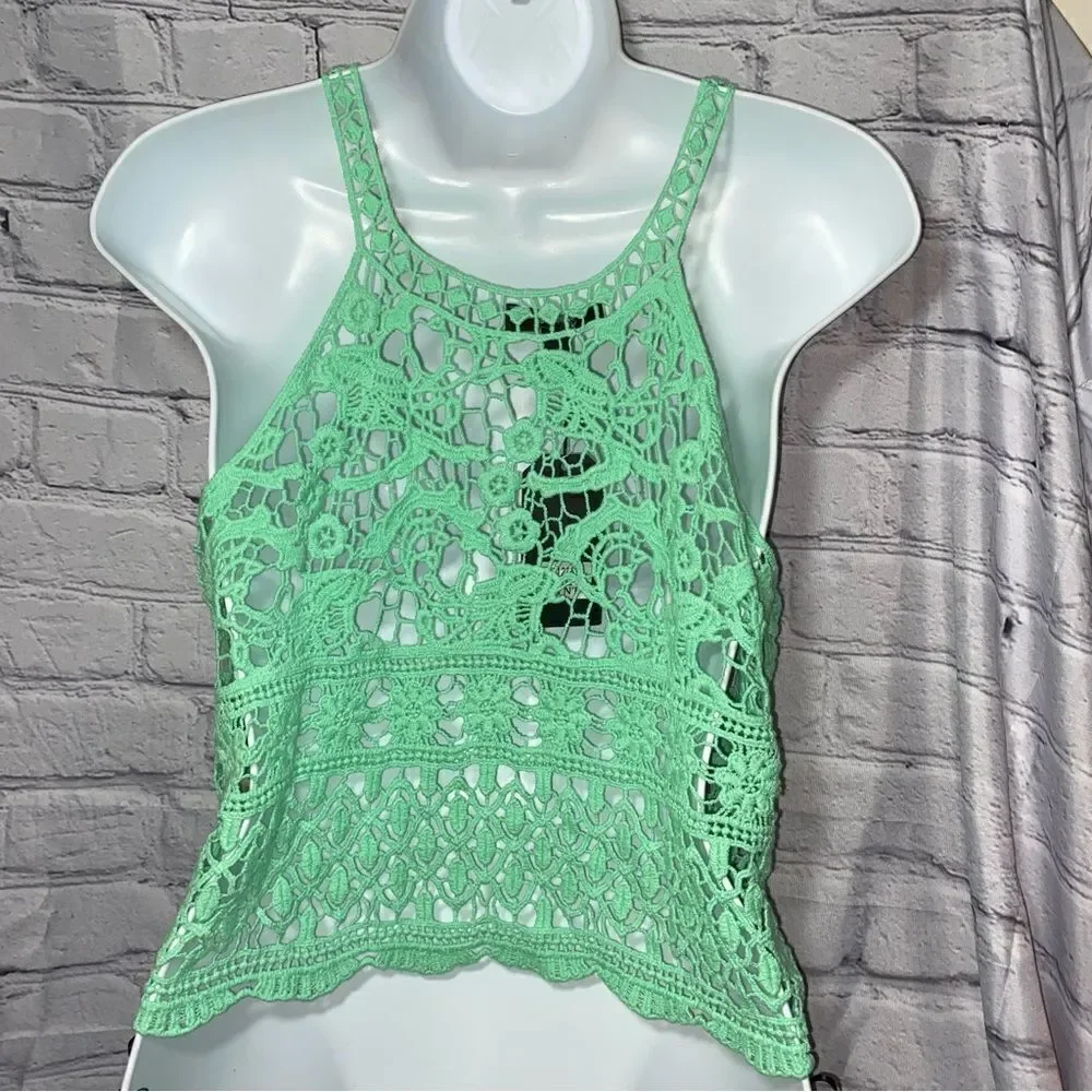 NEW! Very J Crochet Tank Top-Mint-Size M/L